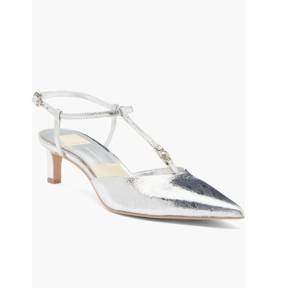 Dolce Vita Silver Lavon T-Strap Kitten Heels